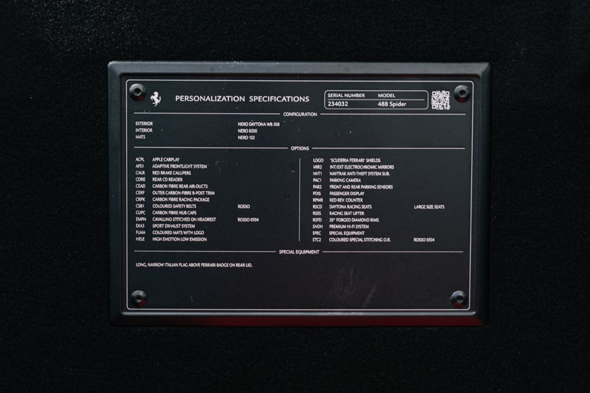FERRARI 488 CONVERTIBLE 3.9 SPIDER 2DR SEMI AUTOMATIC